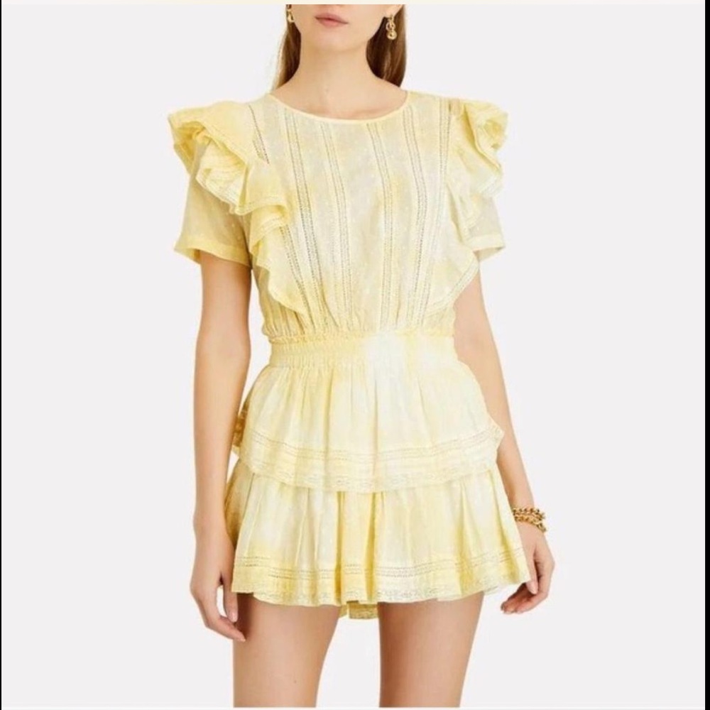 NWT LoveShackFancy Yellow Lace Cotton Dress L Wedding Guest Fairy Cottagecore